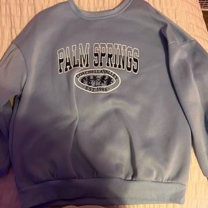 oversized baby blue palm springs crewneck